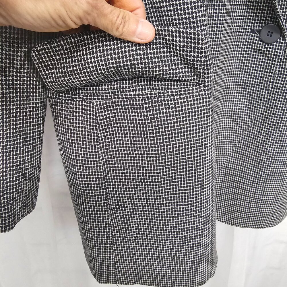 Vintage Jones New York Blazer Black Checked Wool Double Office 16 - Picture 5 of 11